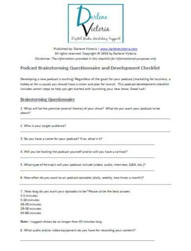 simple brainstorming checklist example