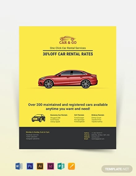 simple car rental flyer template