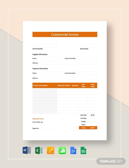 simple commercial invoice template