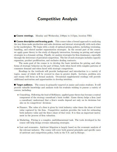 simple competitive analysis template