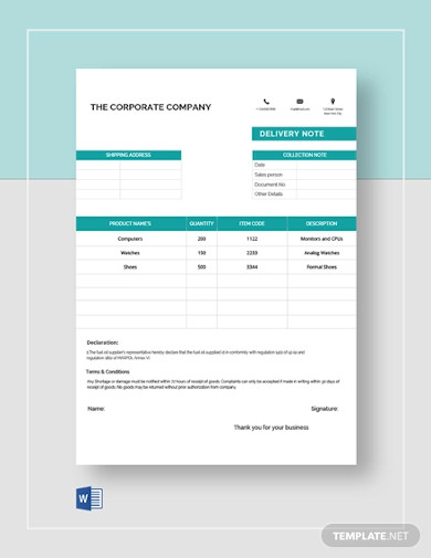 21+ Delivery Note Templates - Ms Excel, Ms Word, Numbers, Pages 