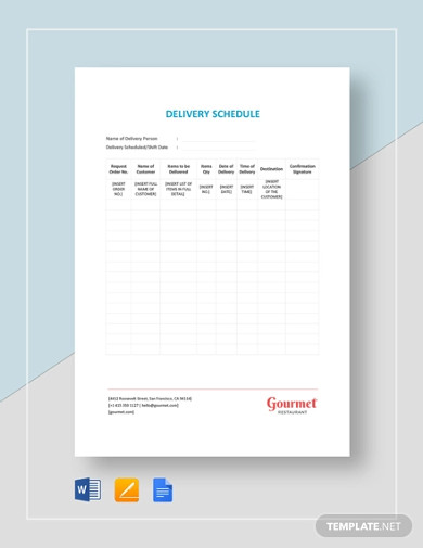 simple delivery schedule template