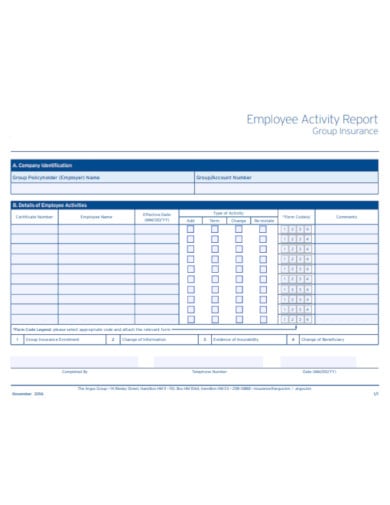 simple employee activity report example