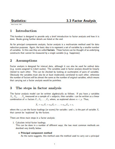 research paper factor analysis