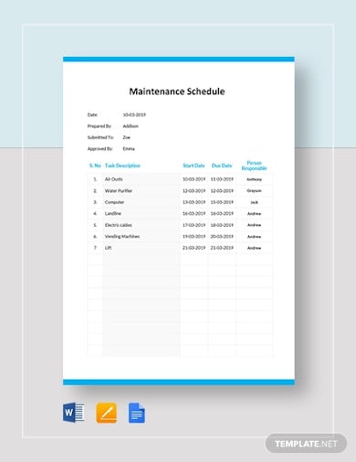 simple-maintenance-schedule-template