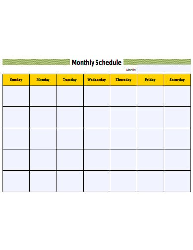 simple monthly schedule