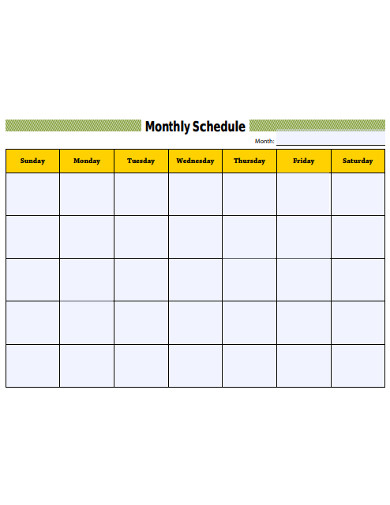 simple monthly schedule