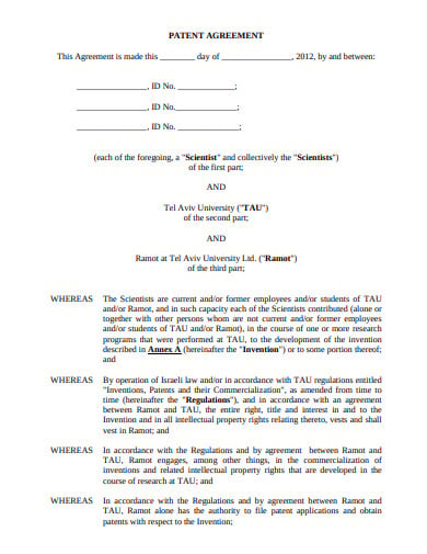 simple patent agreement template