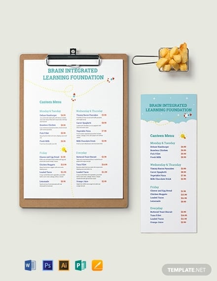 simple preschool menu template 440x570
