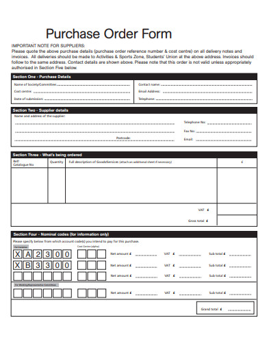 simple purchase order form template