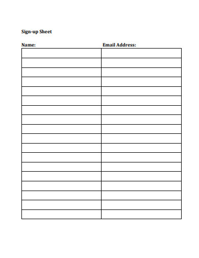 Free 21  Sign Up Sheet Templates in Google Docs Google Sheets Word