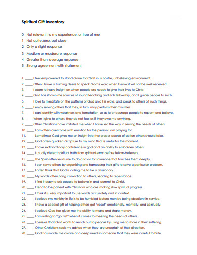 18+ Spiritual Gift Inventory Templates in PDF | Word | Google Sheets ...