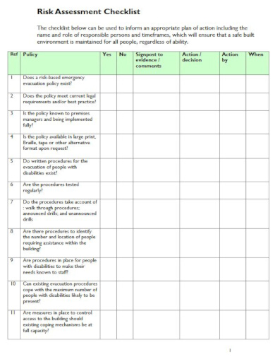 7+ Risk Checklist Templates - PDF, Doc, Pages, Google Docs, Word