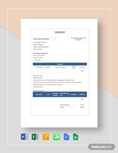 simple travel agency invoice template