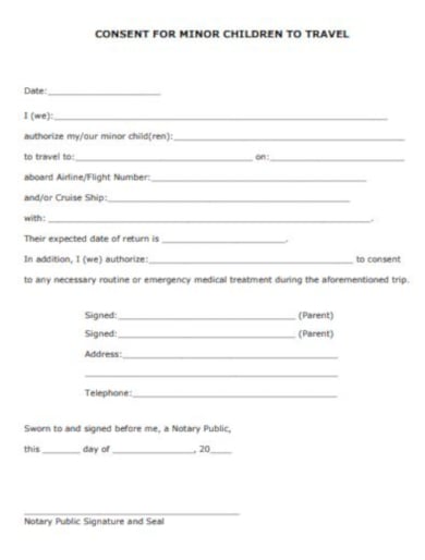 simple travel consent form template