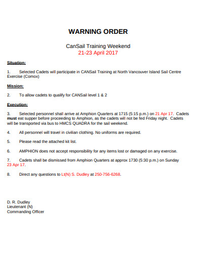17  Warning Order Templates PDF DOC