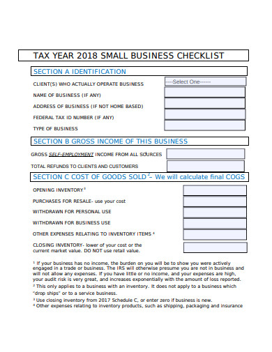 small business checklist example