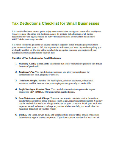 small business tax checklist in pdf