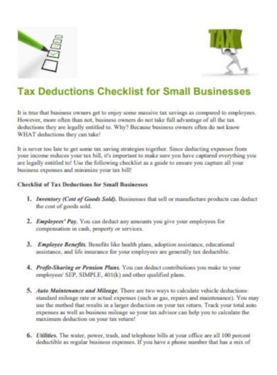 smart deduction checklist template