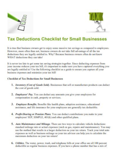 6+ Deduction Checklist Templates - Google Docs, Word, Pages, PDF