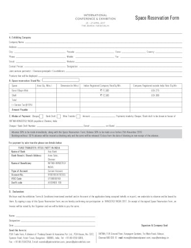 space-reservation-form-template