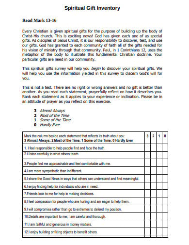 printable spiritual gifts test pdf