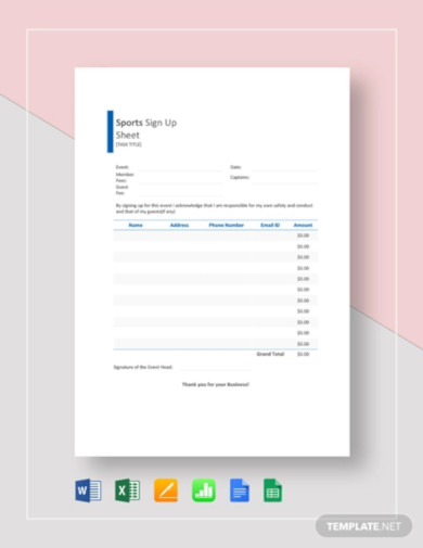 Free 21+ Sign Up Sheet Templates in Google Docs, Google Sheets, Word ...