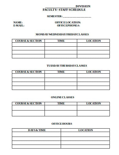 staff schedule format in doc