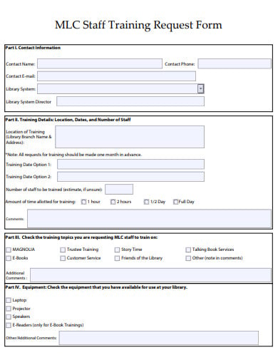staff training request form template