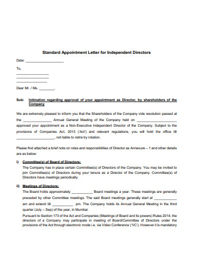 standard appointment letter in pdf