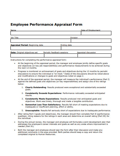 11+ Employee Appraisal Form Templates in Google Docs | Word | Pages | PDF