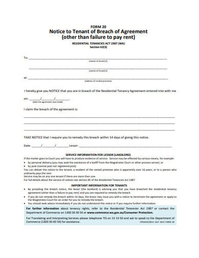 standard notice agreement template