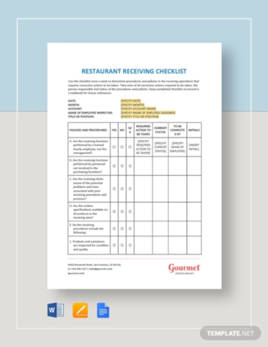 11+ Receiving Checklist Templates - PDF, Google Docs, Word, Pages