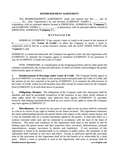 20+ Reimbursement Agreement Templates - PDF