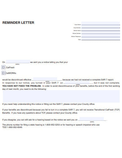 standard reminder letter template