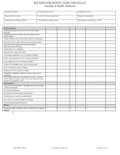 standard restroom inspection checklist template