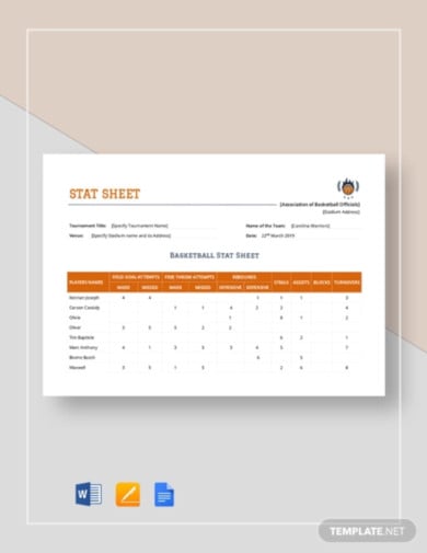 stat sheet template