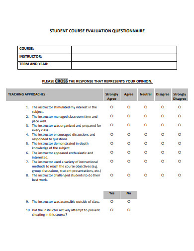 student course evaluation questionnaire