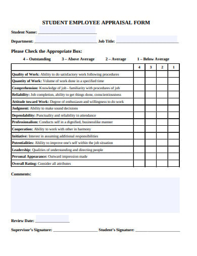student-employee-appraisal-form-template