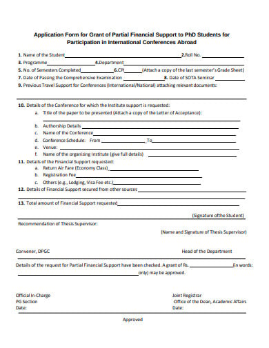 student grant application form