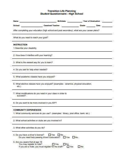 13+ School Questionnaire Templates - Google Docs, Word, Pages, PDF