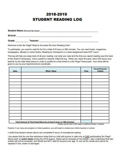 13+ Reading Log Sheet Templates in PDF