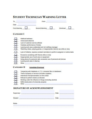 student warning letter template