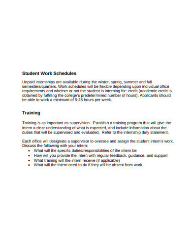 student-work-training-schedule