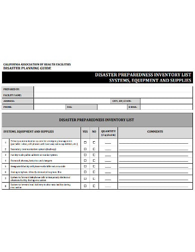 supply disaster inventory list template