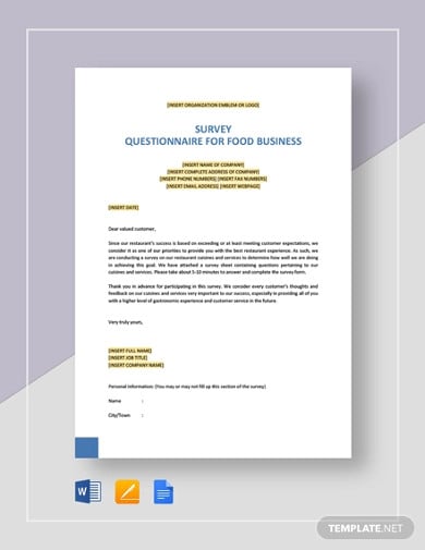 survey questionnaire for food business1