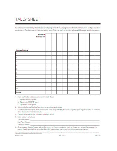 tally sheet example