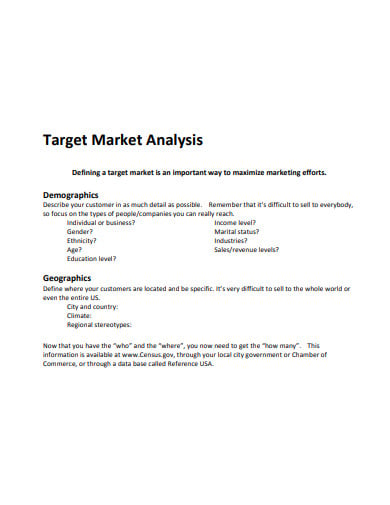 target market analysis template in pdf
