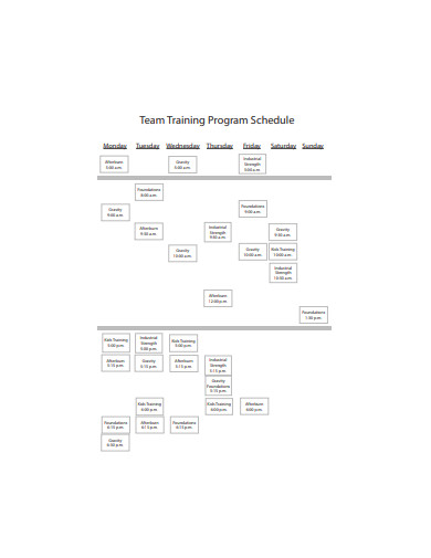 team training program schedule template