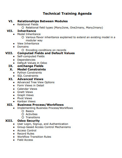 technical training agenda in pdf